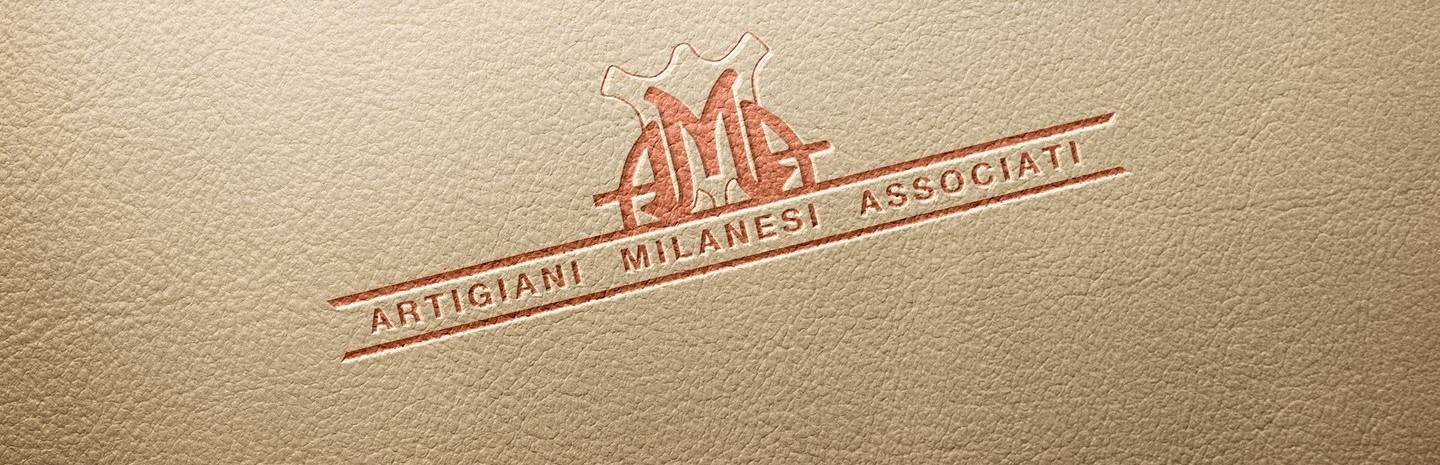 AMA Milano logo embossed on ivory natural leather